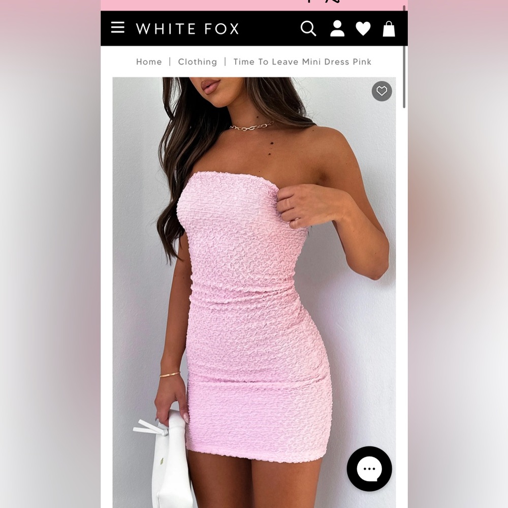 New White Fox Pink Strapless Dress